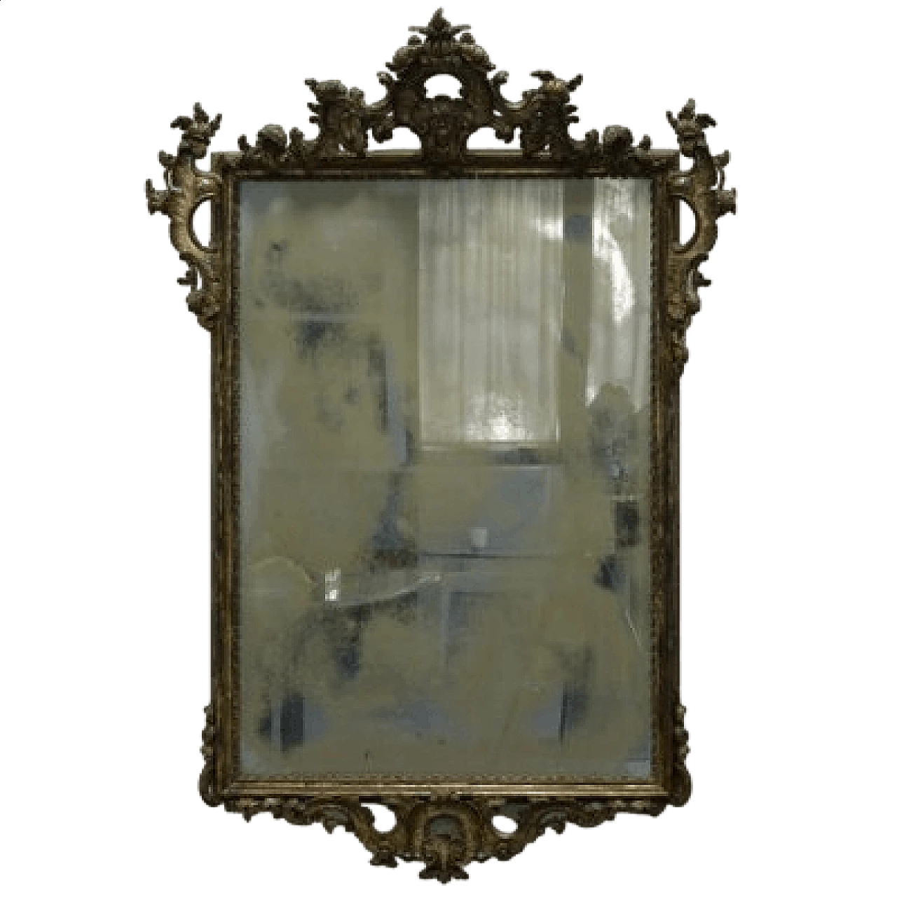 Specchio Luigi XV in legno intagliato in argento mecca, '700 17