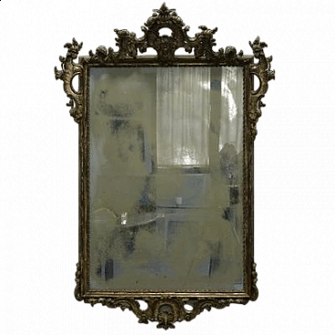 Specchio Luigi XV in legno intagliato in argento mecca, '700