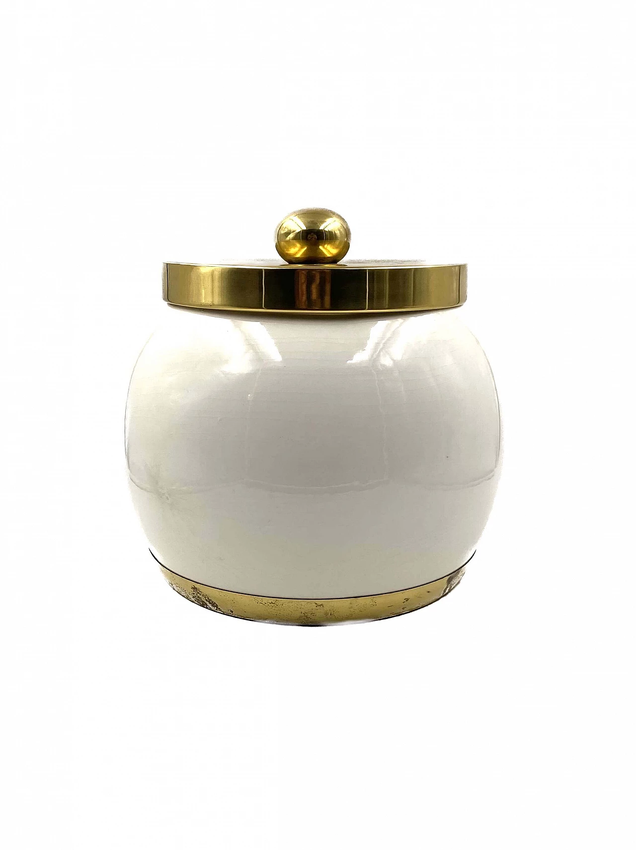 Hollywood Regency white ceramic container, 1970s 1