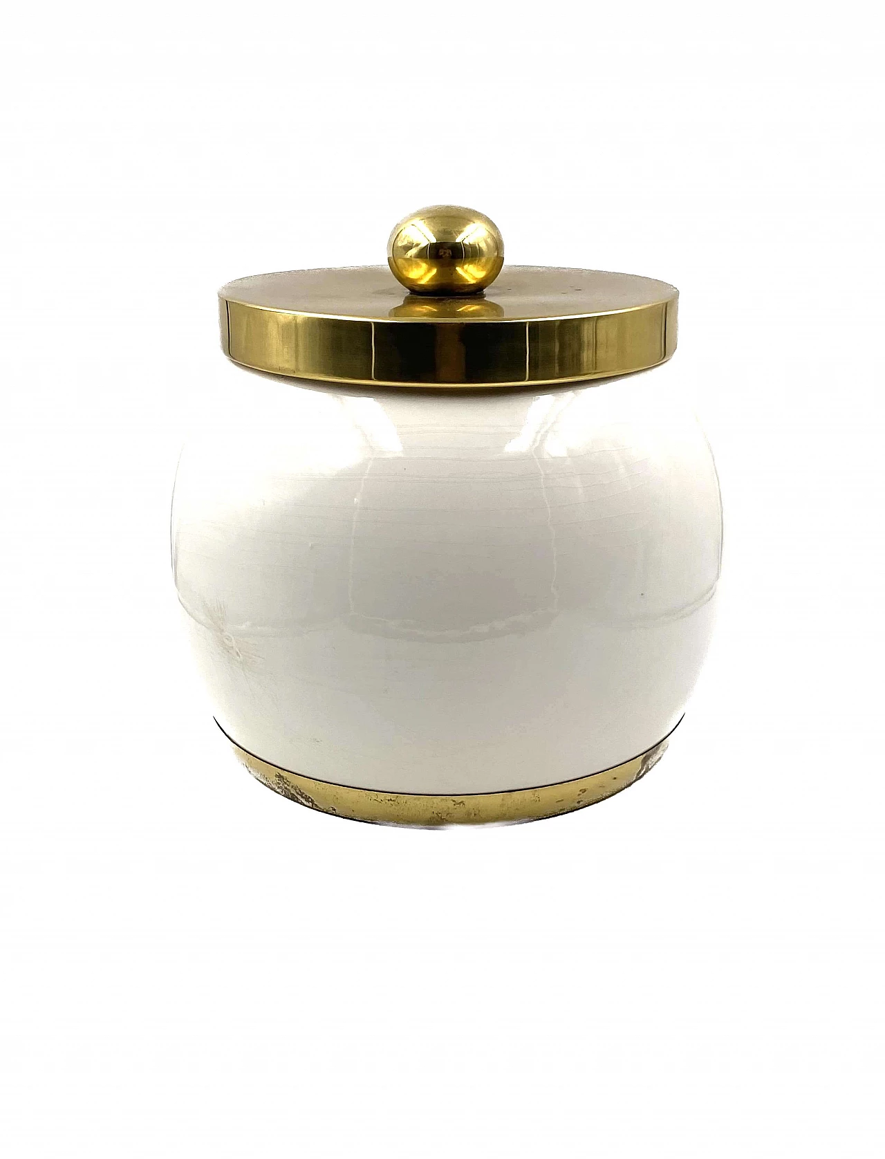 Hollywood Regency white ceramic container, 1970s 10