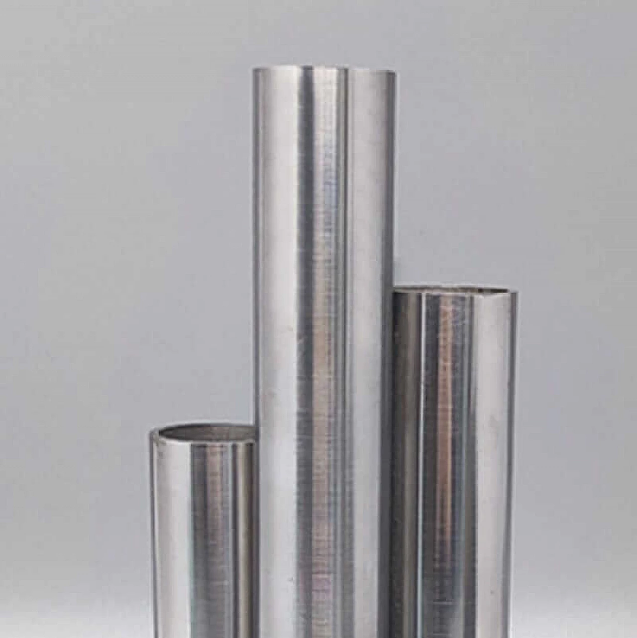 Stainless steel vase with four asymmetrical cylinders, 1970s 5