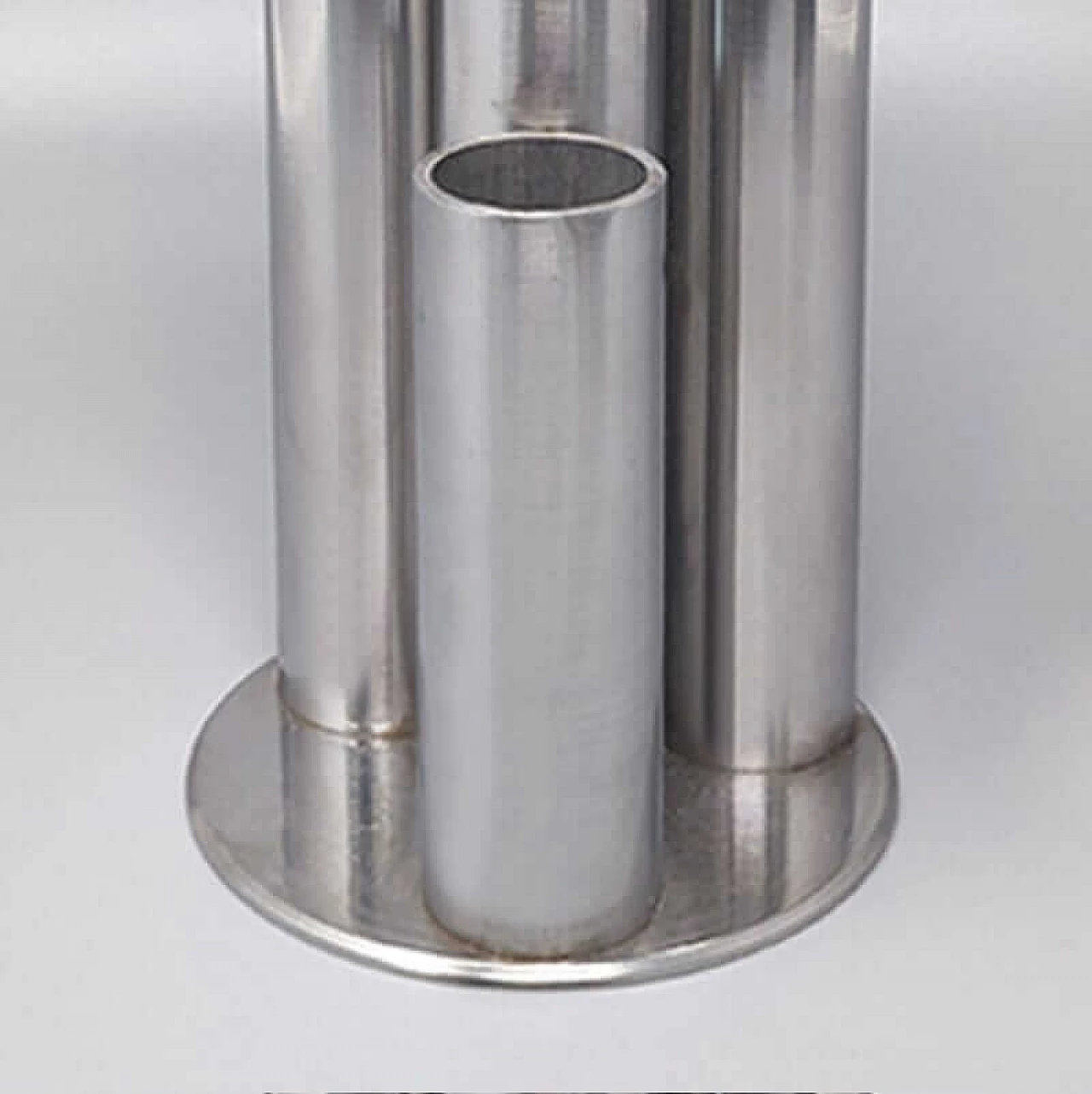 Stainless steel vase with four asymmetrical cylinders, 1970s 6
