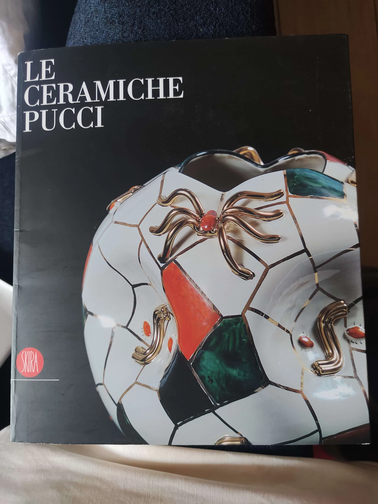 Three-light ceramic and metal chandelier by Ceramiche Pucci, 1960s 7