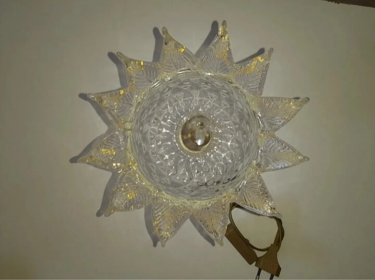 Pair of transparent and gilded Murano glass table lamps, 1990s 7