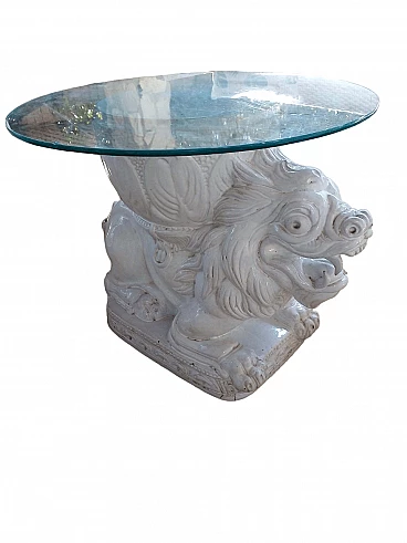 Tavolino in terracotta e vetro di Ceramica La Tigre, anni '70