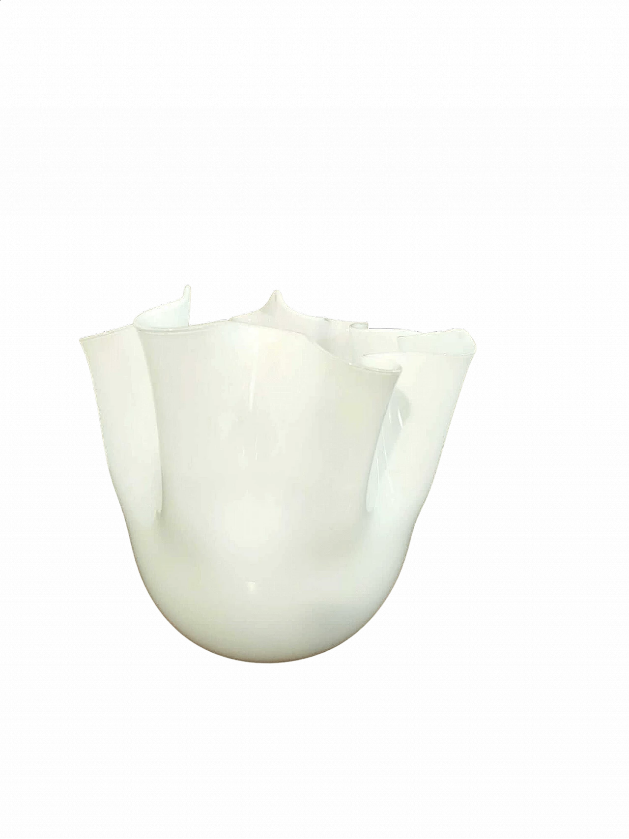 White Murano opaline glass Fazzoletto vase 7