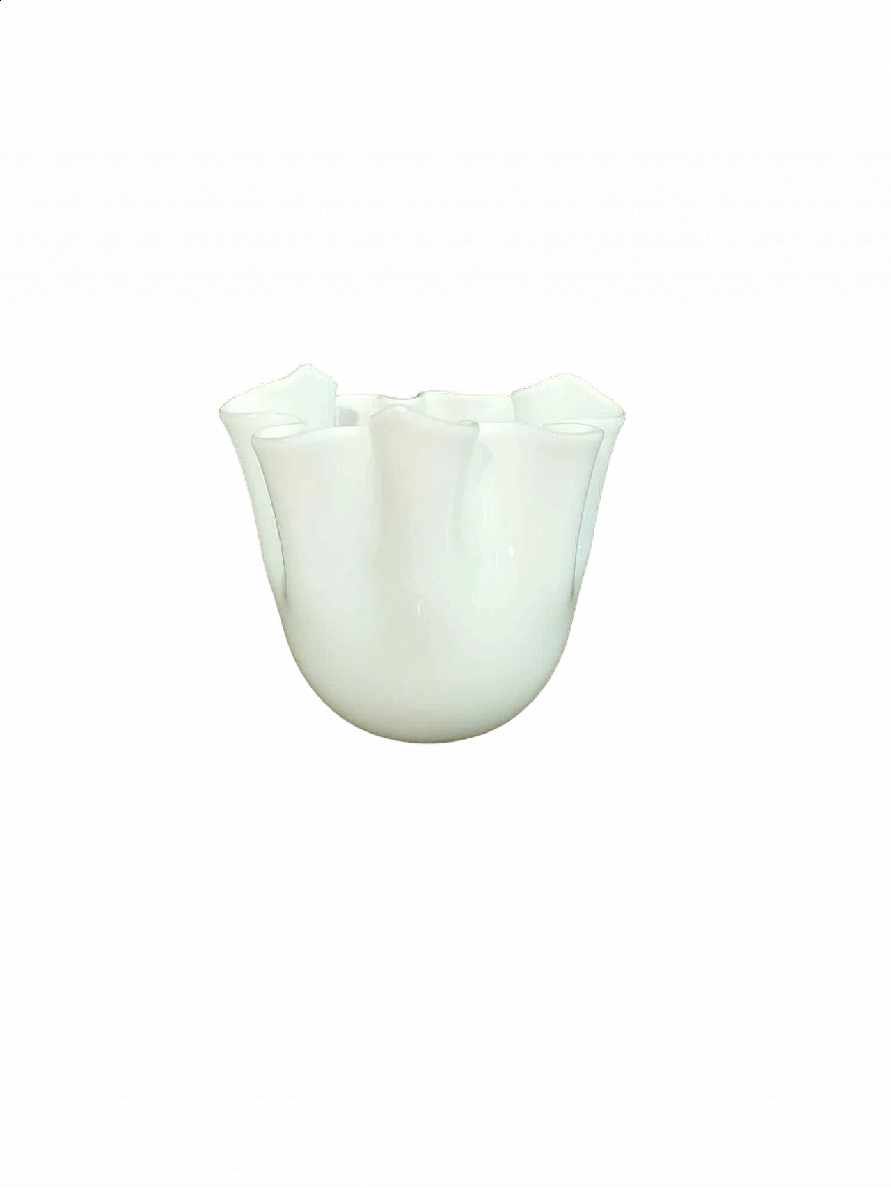 Vaso Fazzoletto in vetro di Murano opalino bianco 6