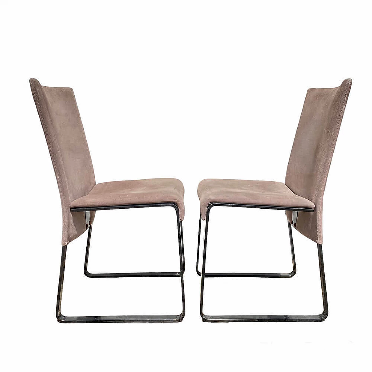 Pair of Ealing leather chairs by Giovanni Offredi for Saporiti, 1970s 1