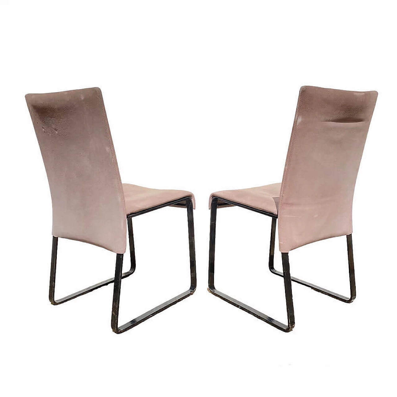 Pair of Ealing leather chairs by Giovanni Offredi for Saporiti, 1970s 8