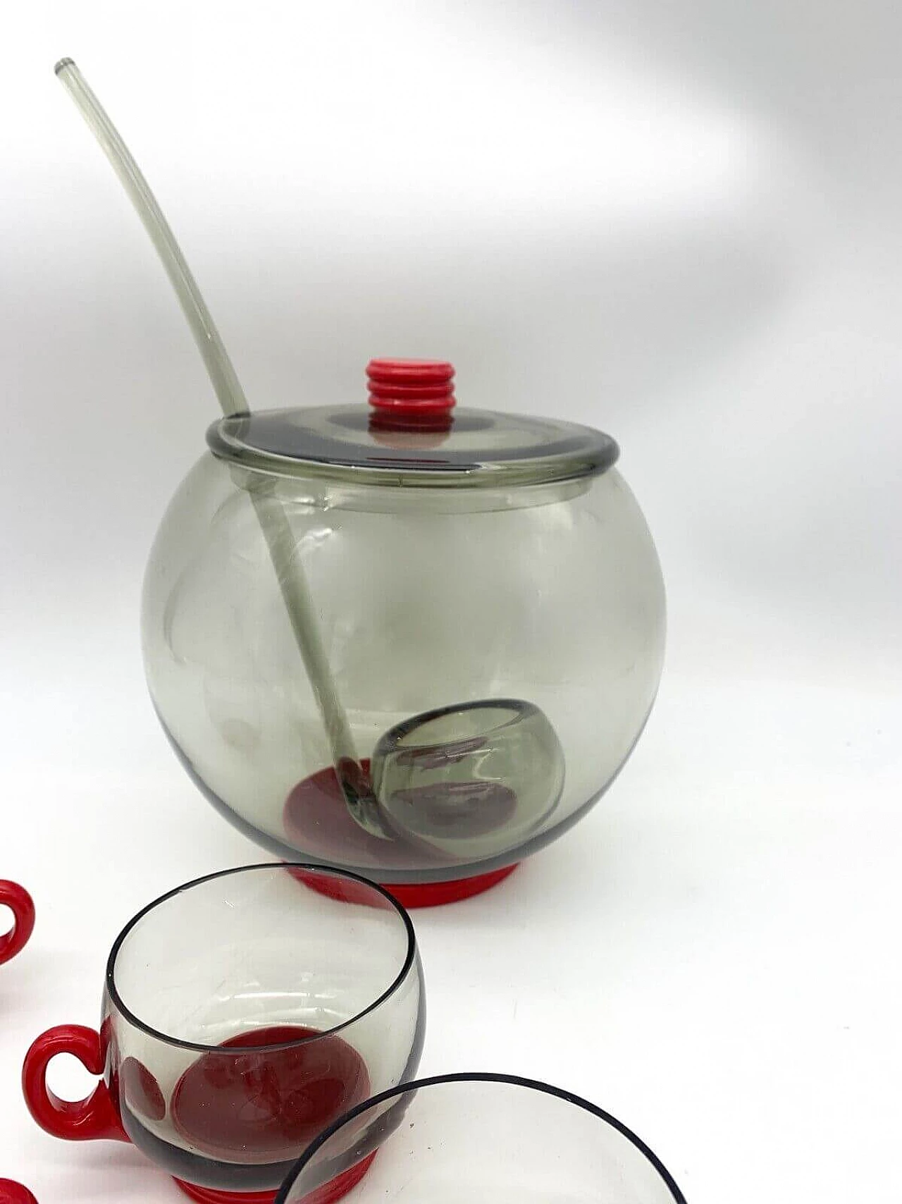 6 Tazzine da caffè e caraffa con mestolo in vetro di Murano attribuiti a Venini, anni '30 2