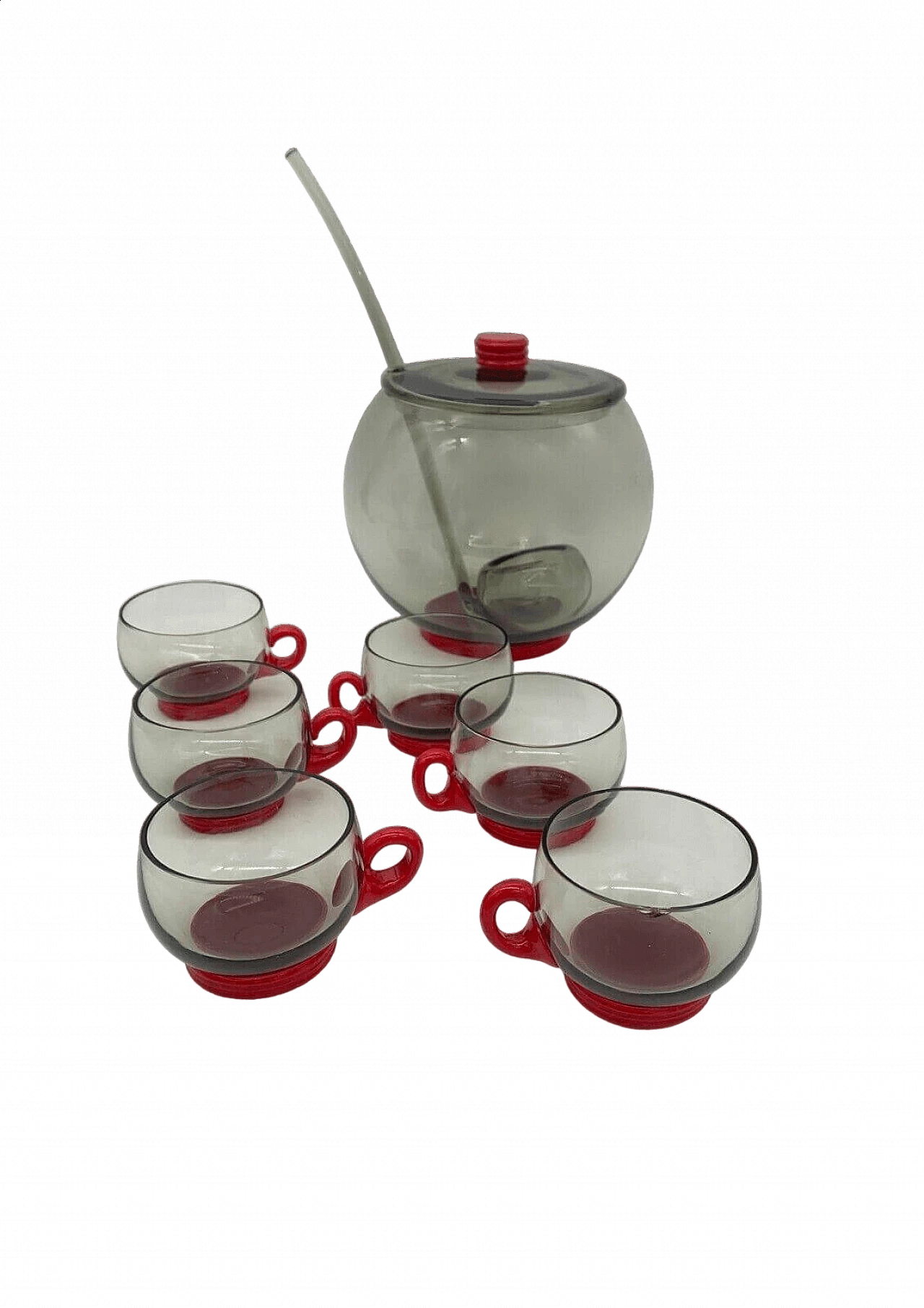 6 Tazzine da caffè e caraffa con mestolo in vetro di Murano attribuiti a Venini, anni '30 5