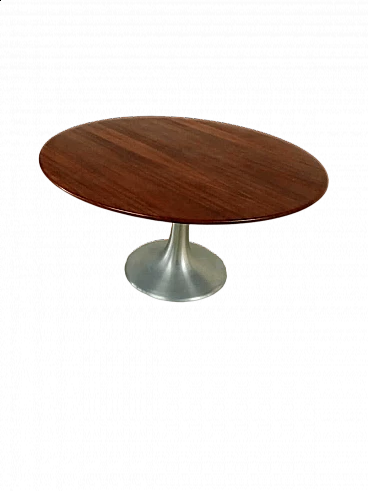 Round aluminum and rosewood coffee table by Beppe Vida, 1960s