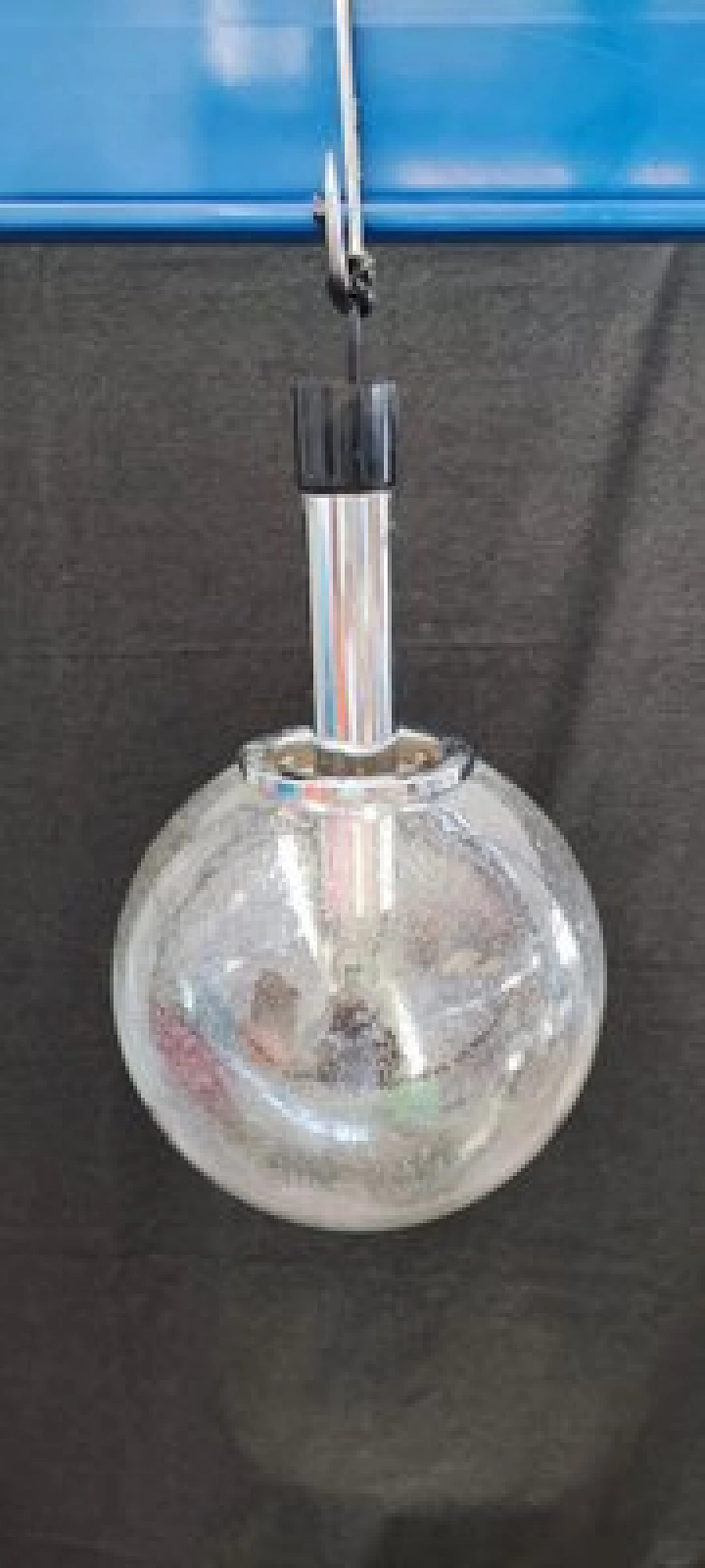 Round glass pendant lamp by Targetti Sankey, 1970s 1