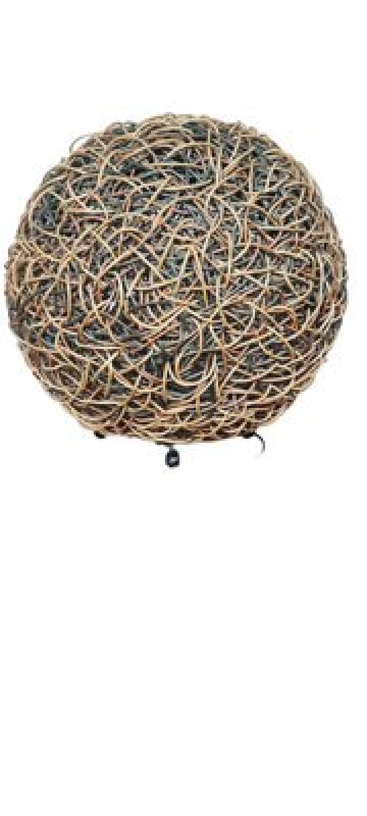 Wicker spherical table lamp on metal frame, 1980s 1