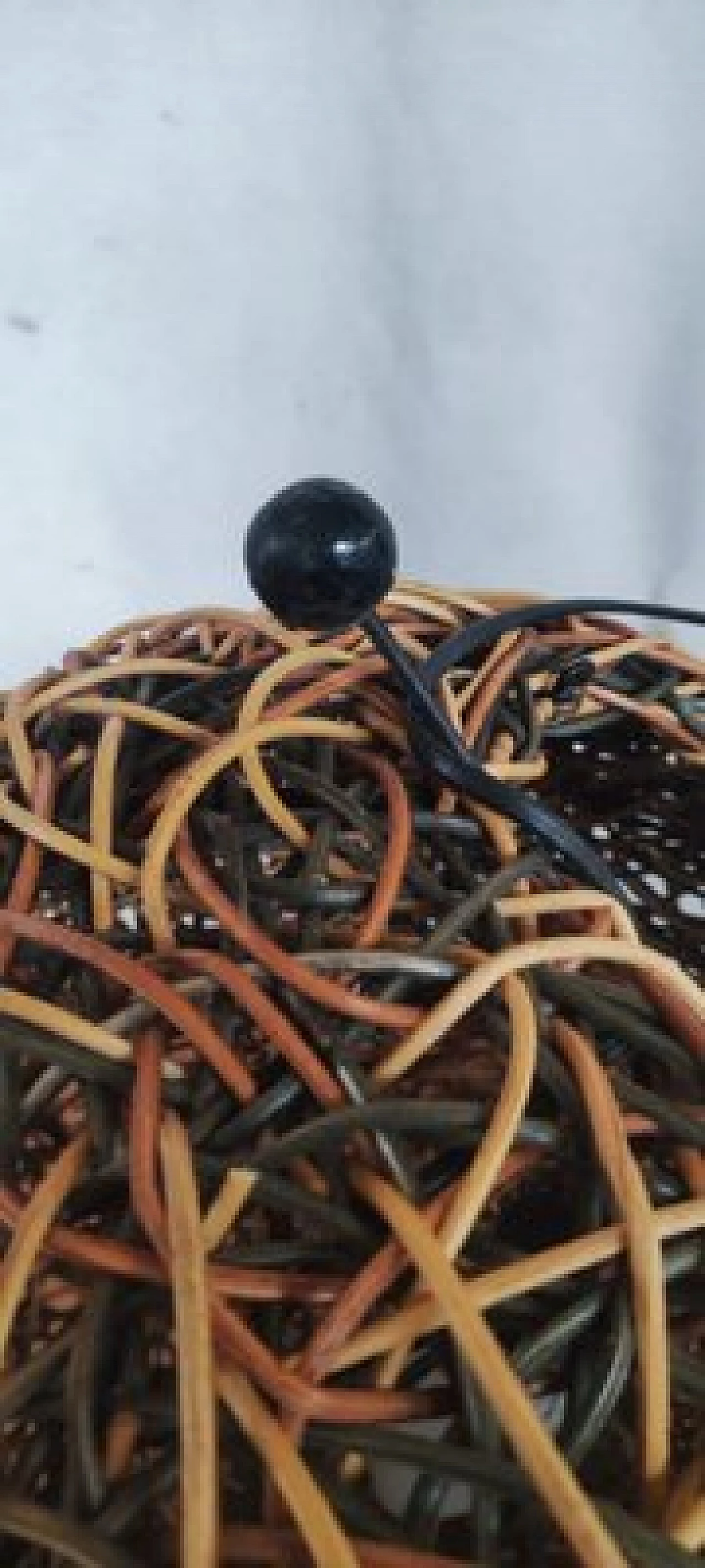 Wicker spherical table lamp on metal frame, 1980s 7