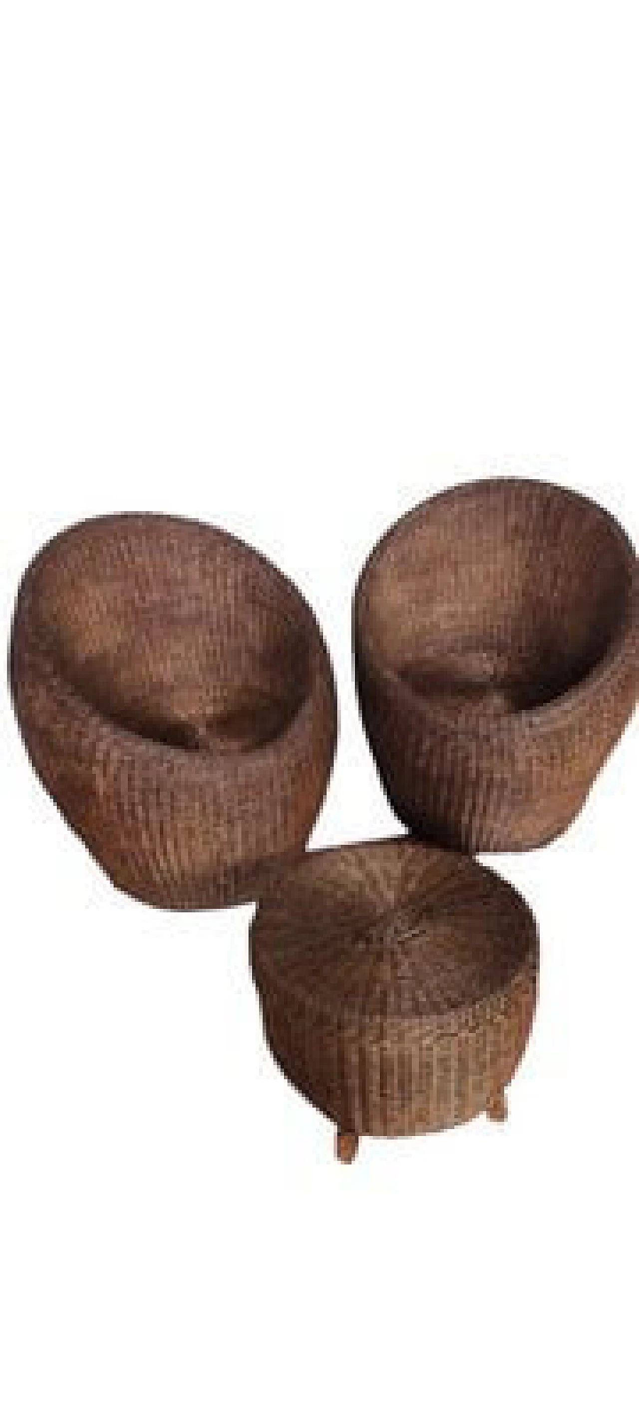 Pair of rattan chairs and coffee table, 1950s 2