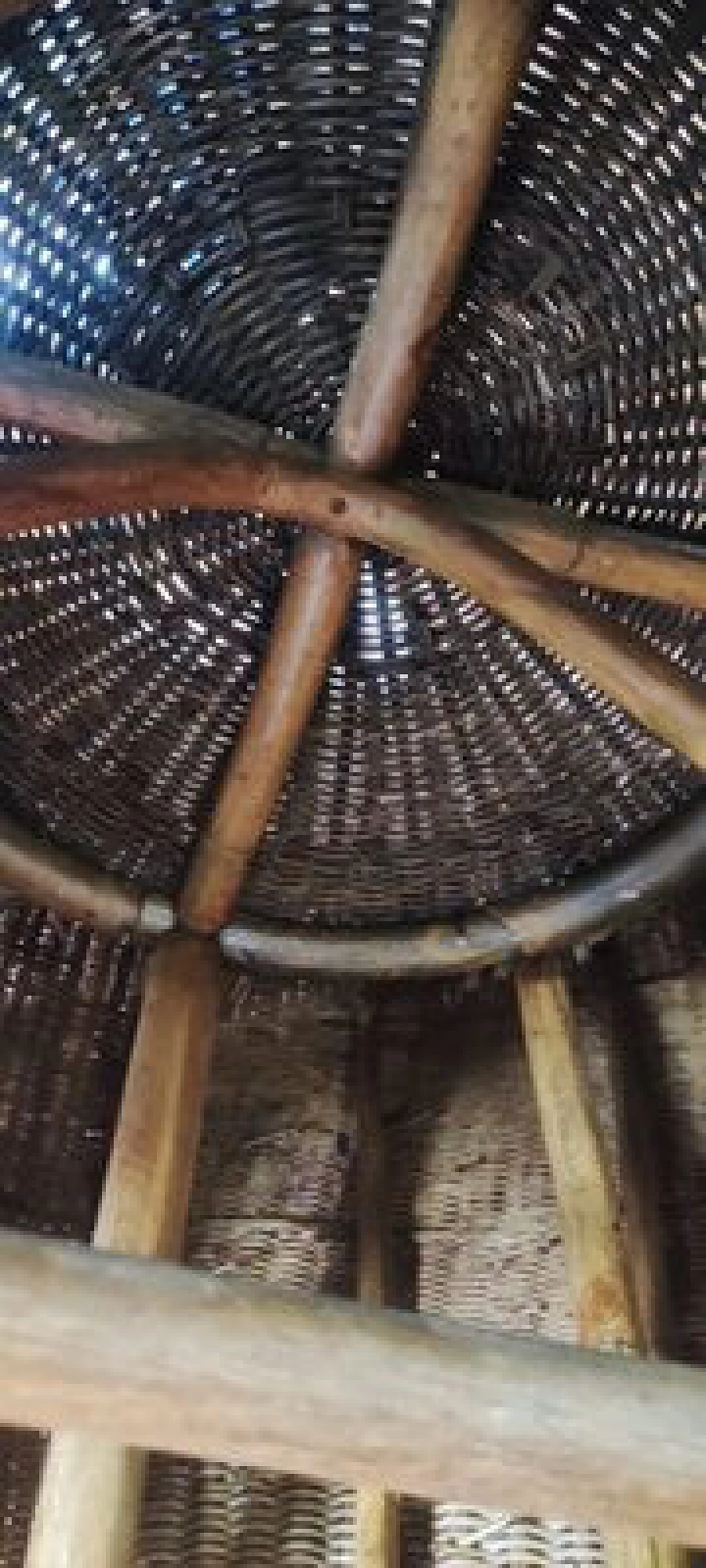 Pair of rattan chairs and coffee table, 1950s 18