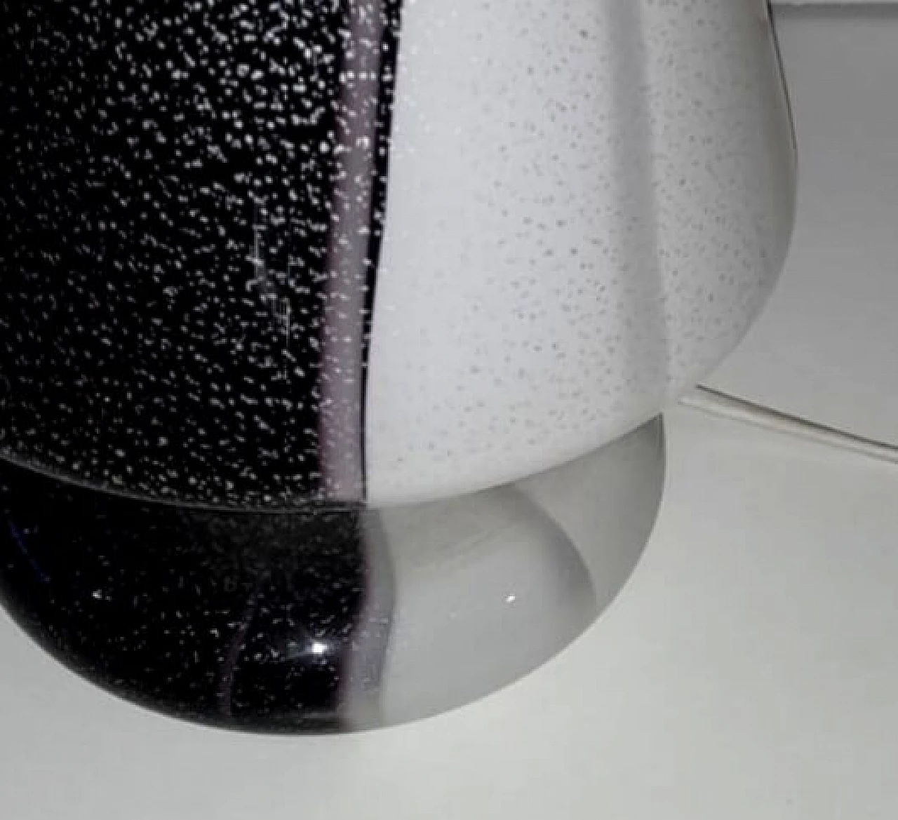 Black, white and silver Murano glass table lamp, 1980s 2