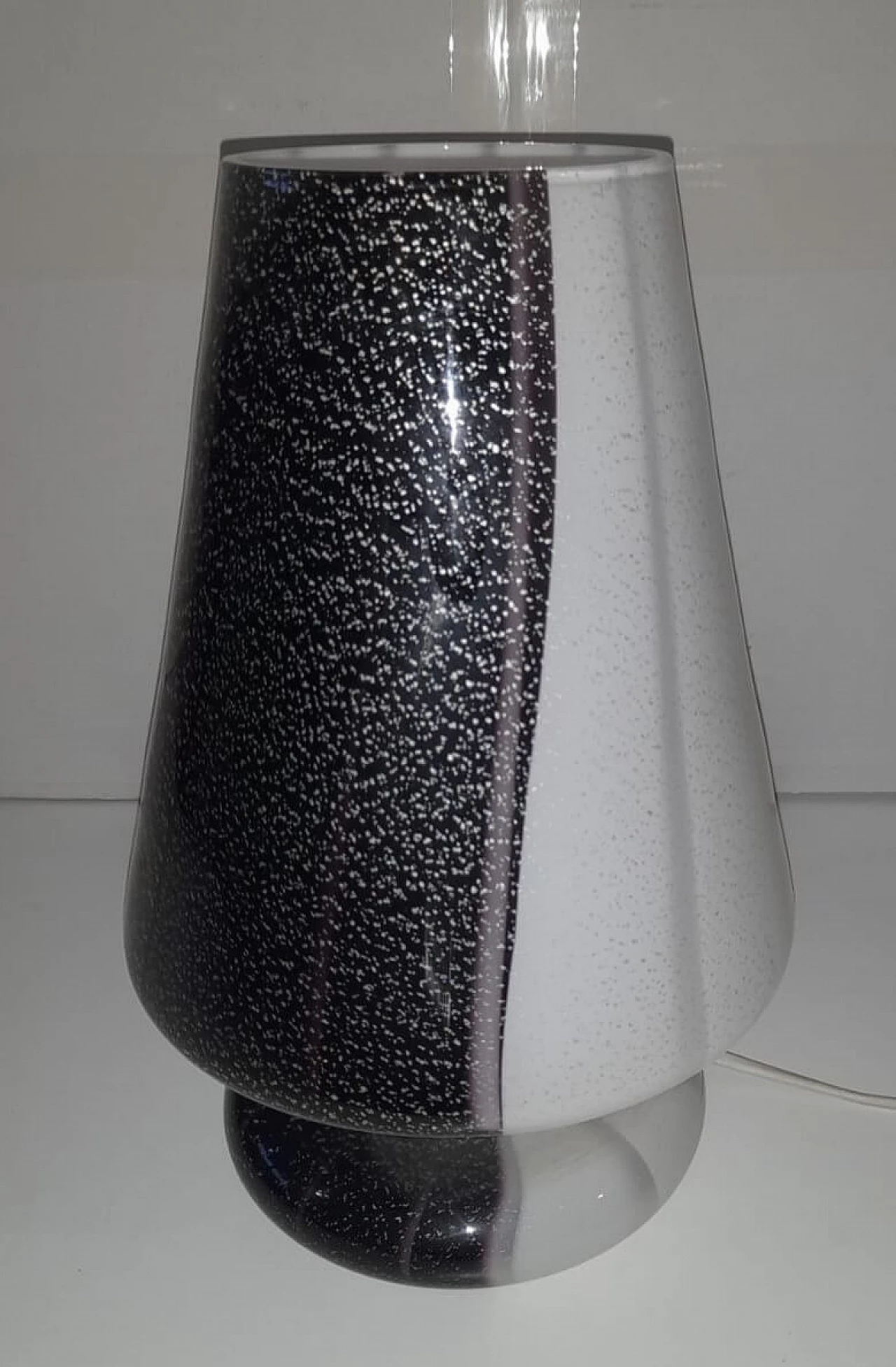 Black, white and silver Murano glass table lamp, 1980s 3