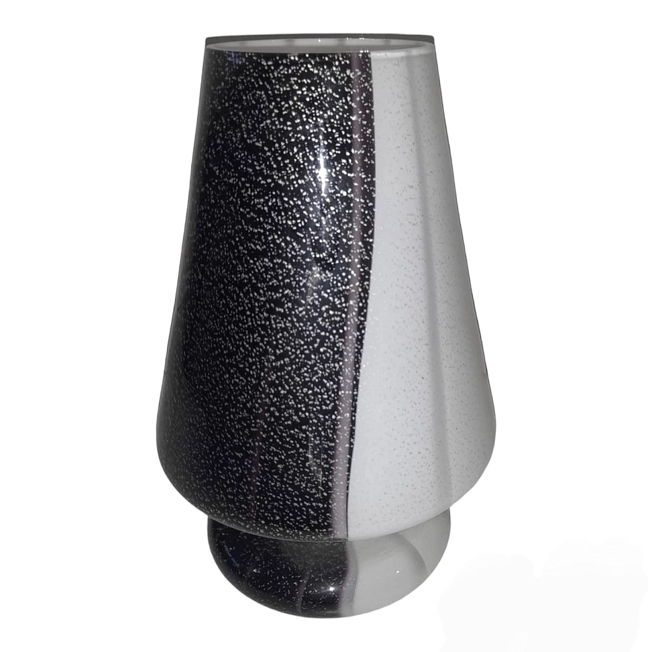 Black, white and silver Murano glass table lamp, 1980s 4