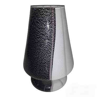 Black, white and silver Murano glass table lamp, 1980s
