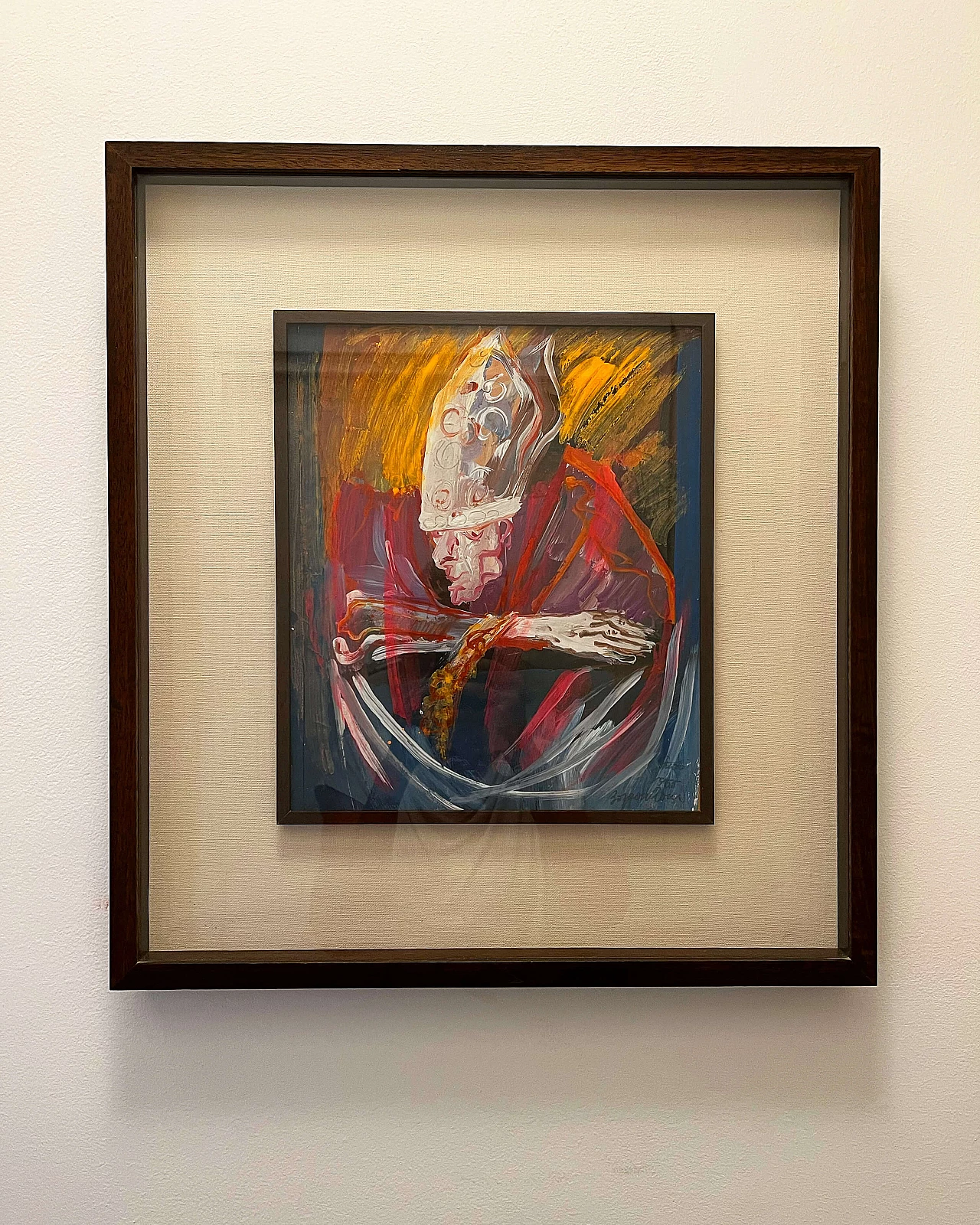 Aldo Borgonzoni, cardinal, oil painting on canvas, 1965 9