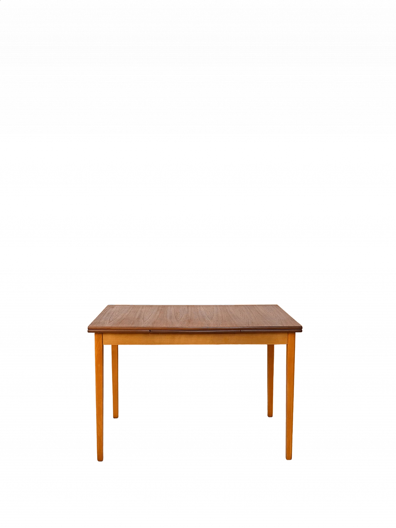 Scandinavian light wood and teak extendable table, 1960s 10