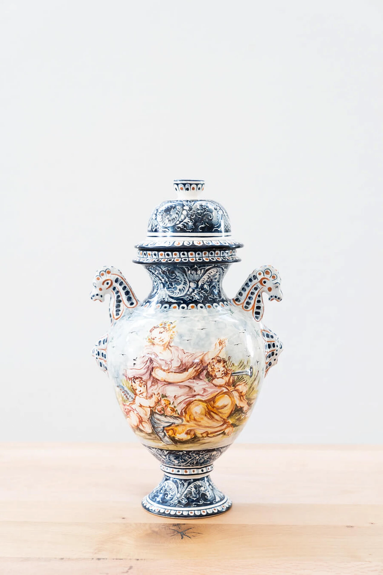 Vaso con coperchio in ceramica dipinta di Turi D'Albissola, anni '80 1383538