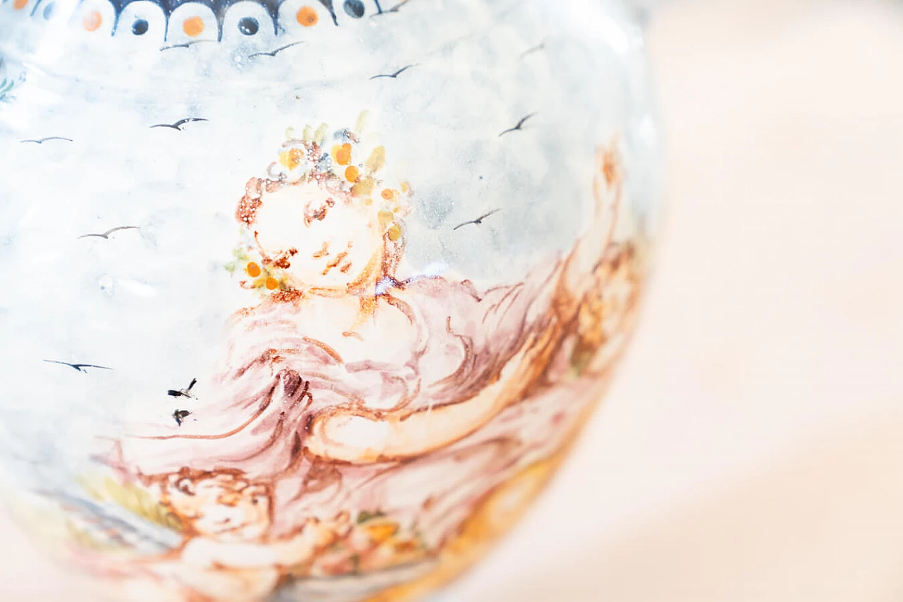 Vaso con coperchio in ceramica dipinta di Turi D'Albissola, anni '80 1383539