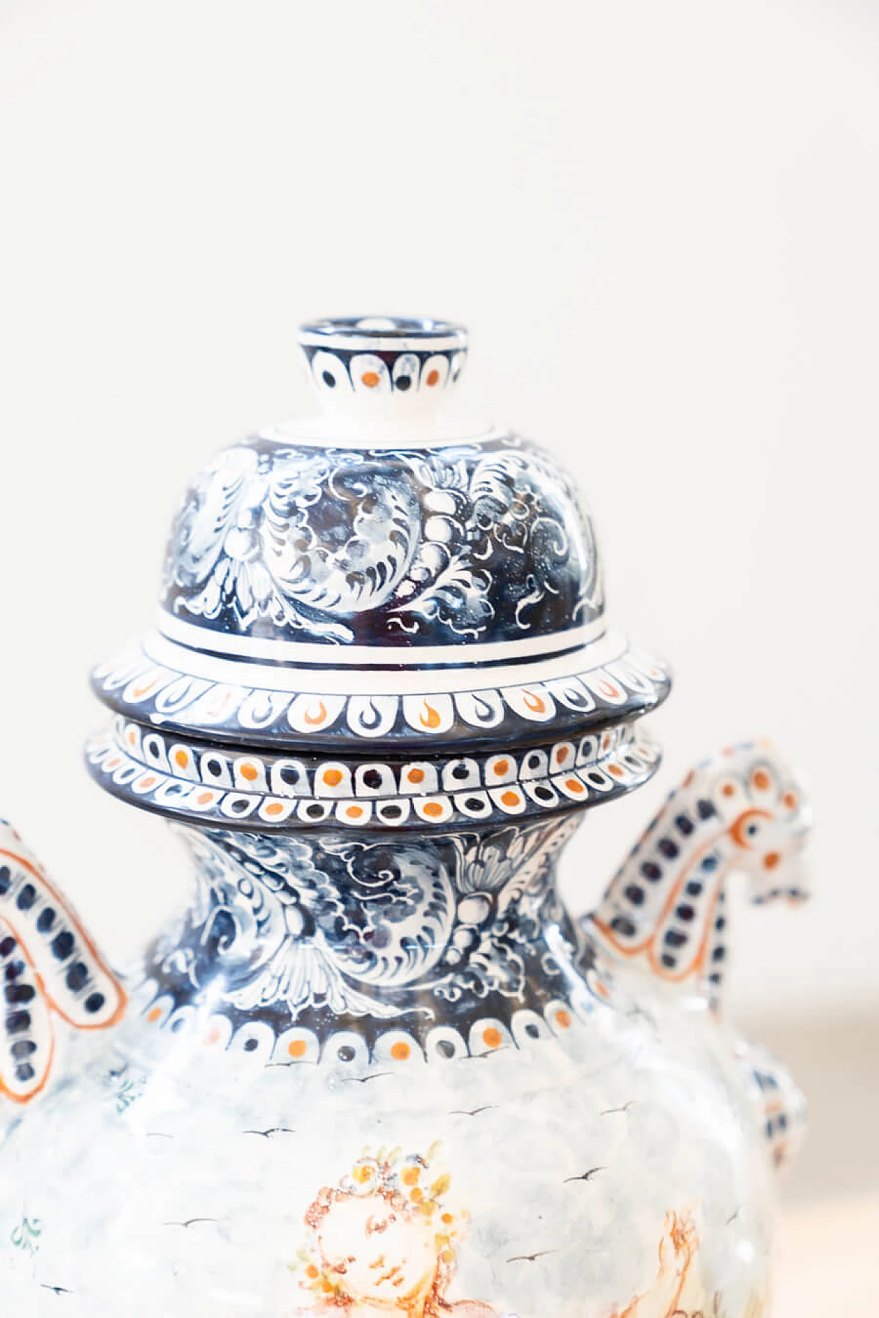 Vaso con coperchio in ceramica dipinta di Turi D'Albissola, anni '80 1383541
