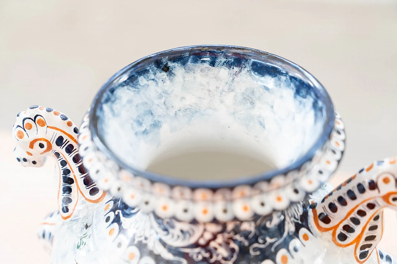 Vaso con coperchio in ceramica dipinta di Turi D'Albissola, anni '80 1383543