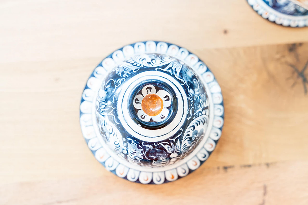 Vaso con coperchio in ceramica dipinta di Turi D'Albissola, anni '80 1383545