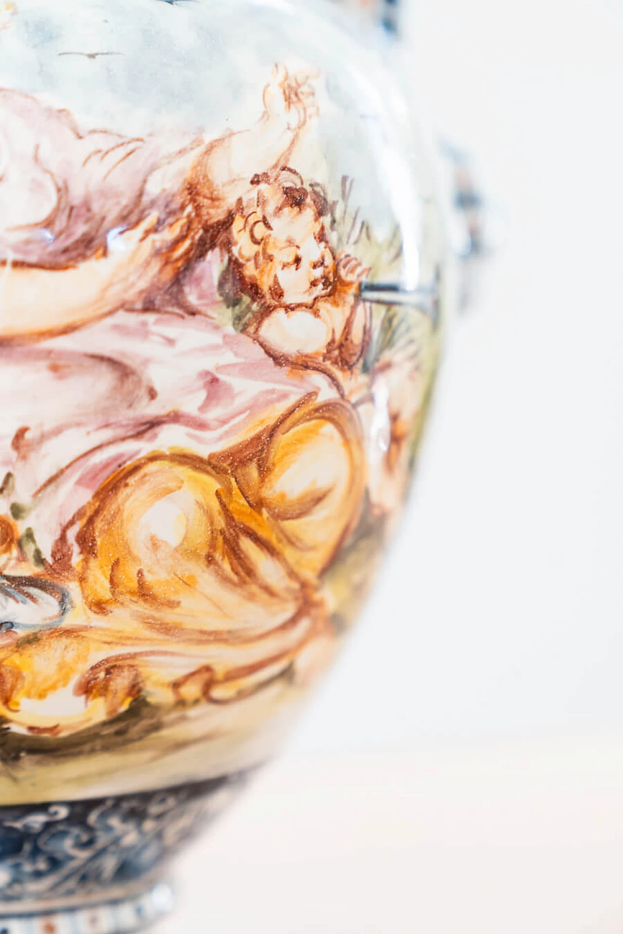 Vaso con coperchio in ceramica dipinta di Turi D'Albissola, anni '80 1383549