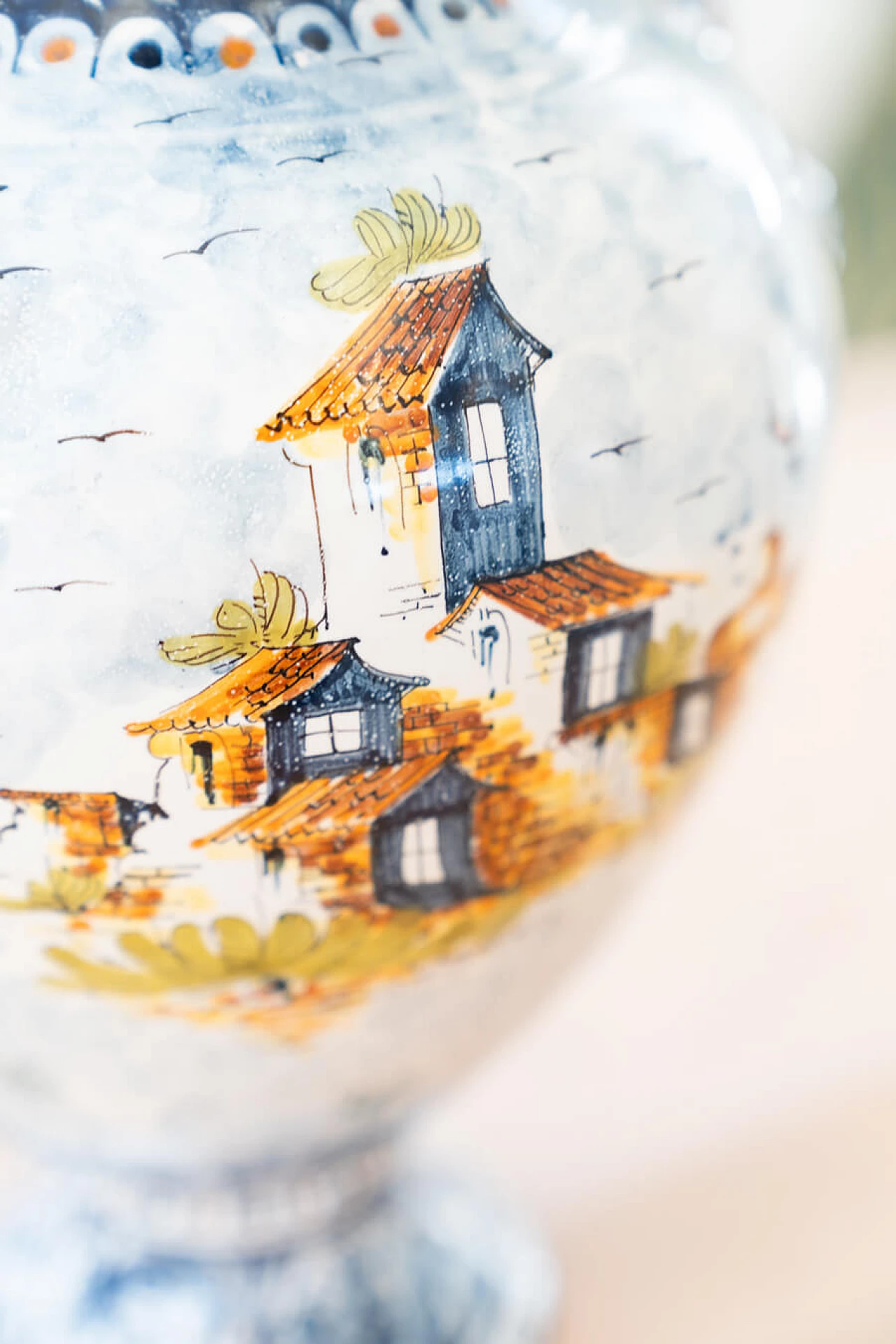 Vaso con coperchio in ceramica dipinta di Turi D'Albissola, anni '80 1383550