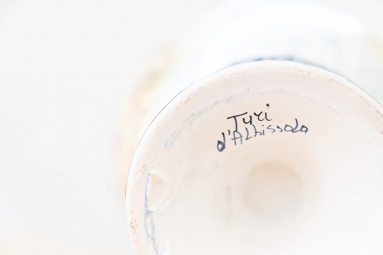 Vaso con coperchio in ceramica dipinta di Turi D'Albissola, anni '80 1383551