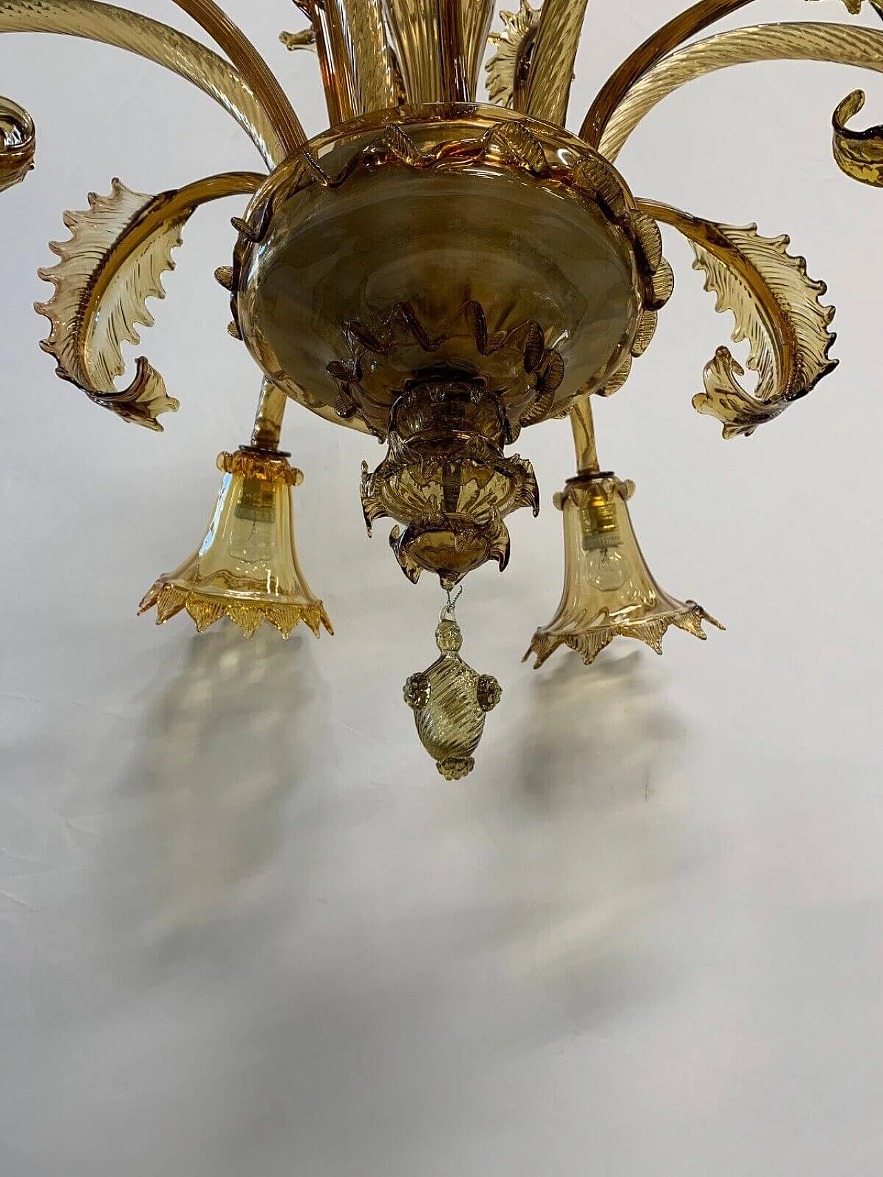 Amber Murano glass chandelier attributed to AVEM, 1930s 3