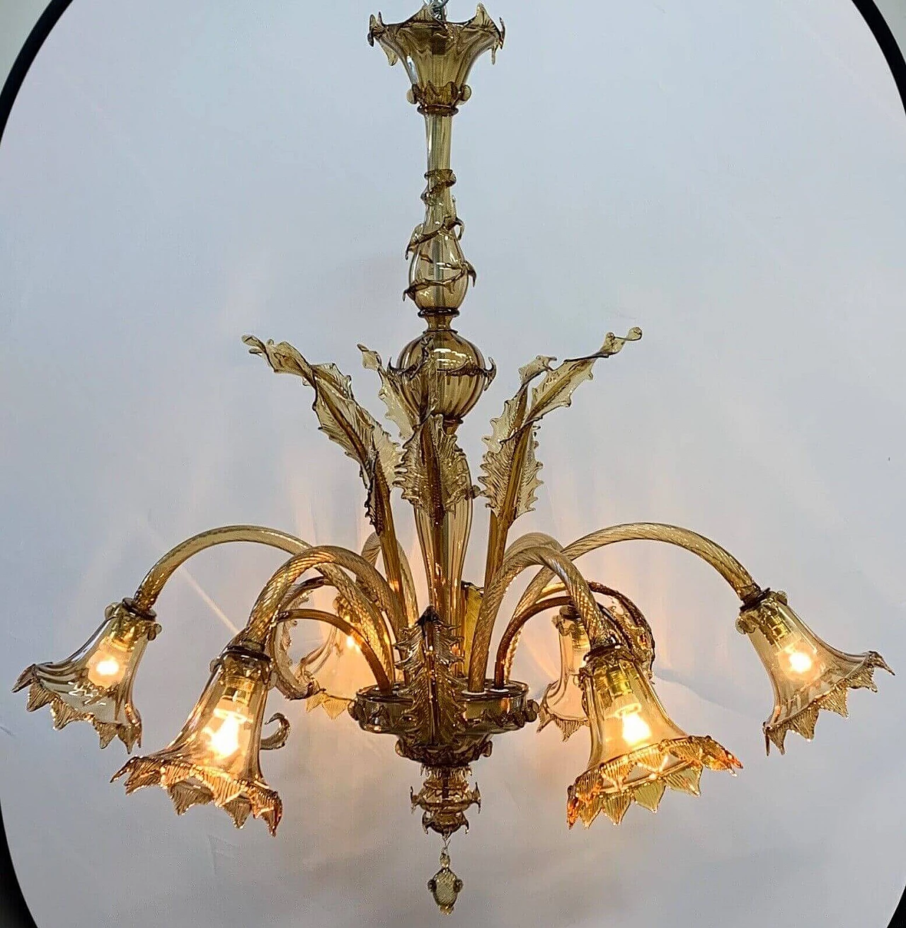 Amber Murano glass chandelier attributed to AVEM, 1930s 4