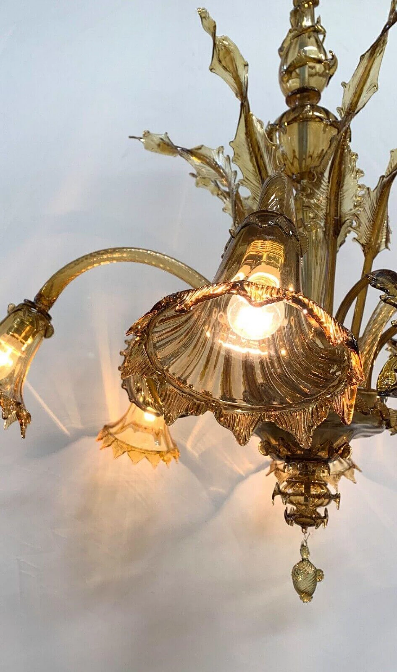 Amber Murano glass chandelier attributed to AVEM, 1930s 6