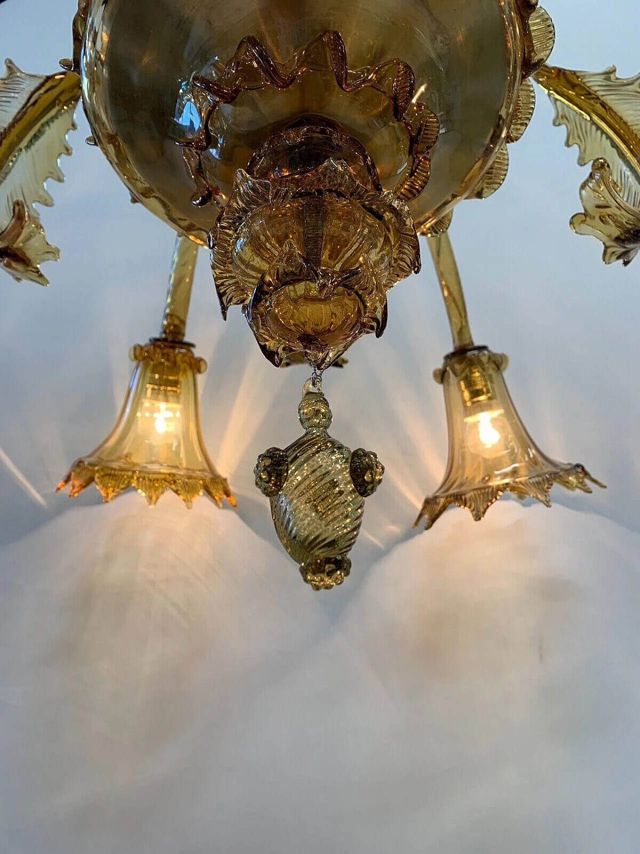 Amber Murano glass chandelier attributed to AVEM, 1930s 7