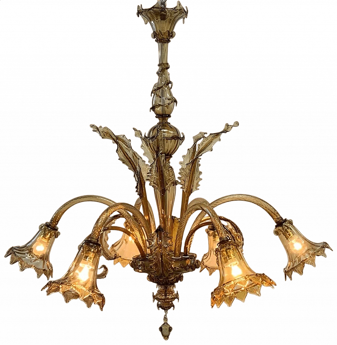 Amber Murano glass chandelier attributed to AVEM, 1930s 9