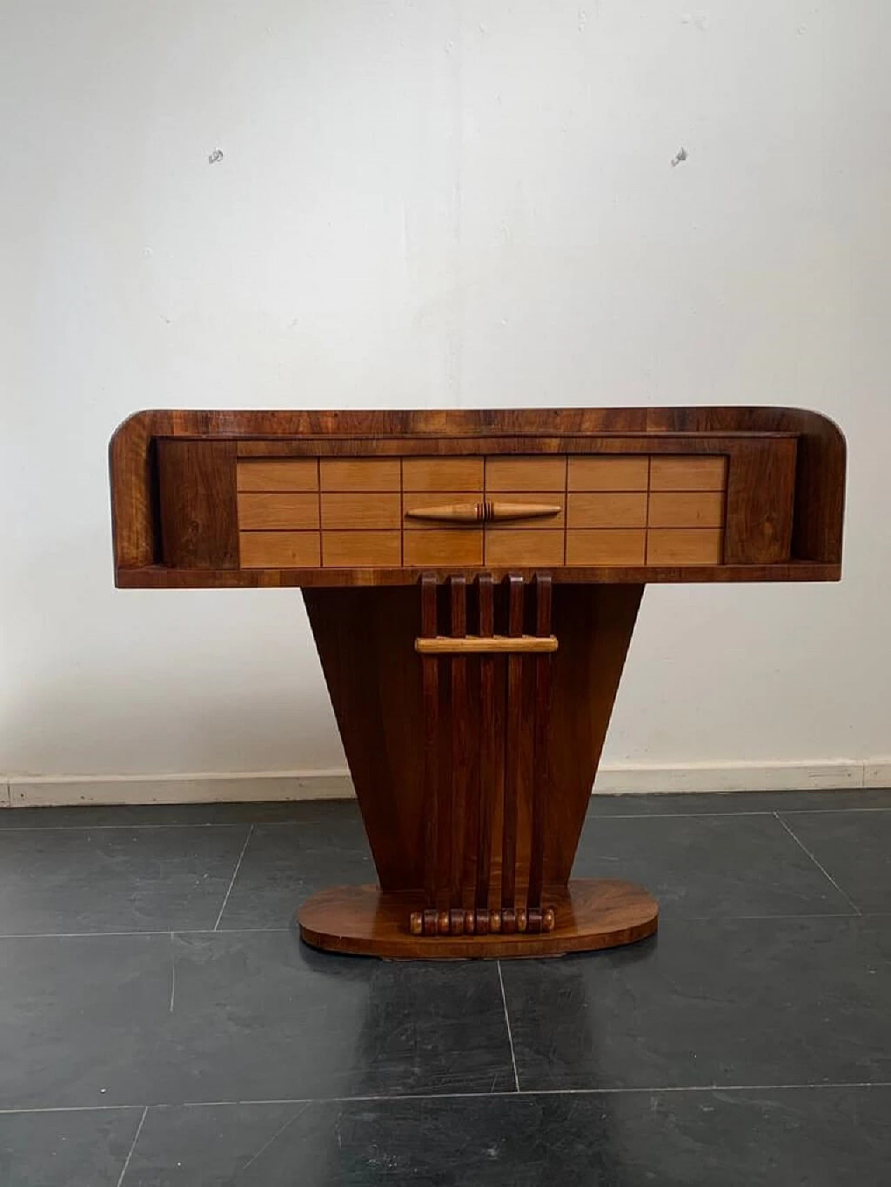 Art Deco maple, walnut and rosewood console, 1930s 2