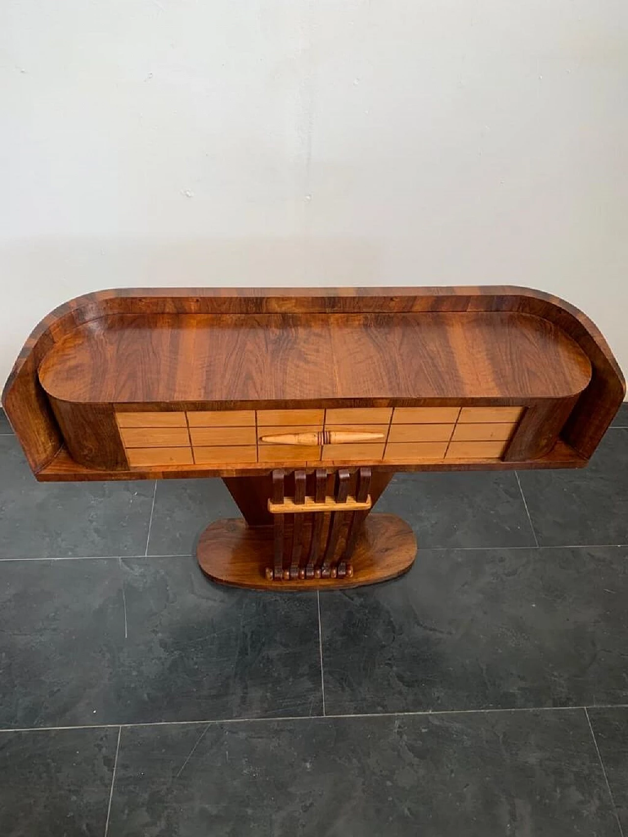 Art Deco maple, walnut and rosewood console, 1930s 4