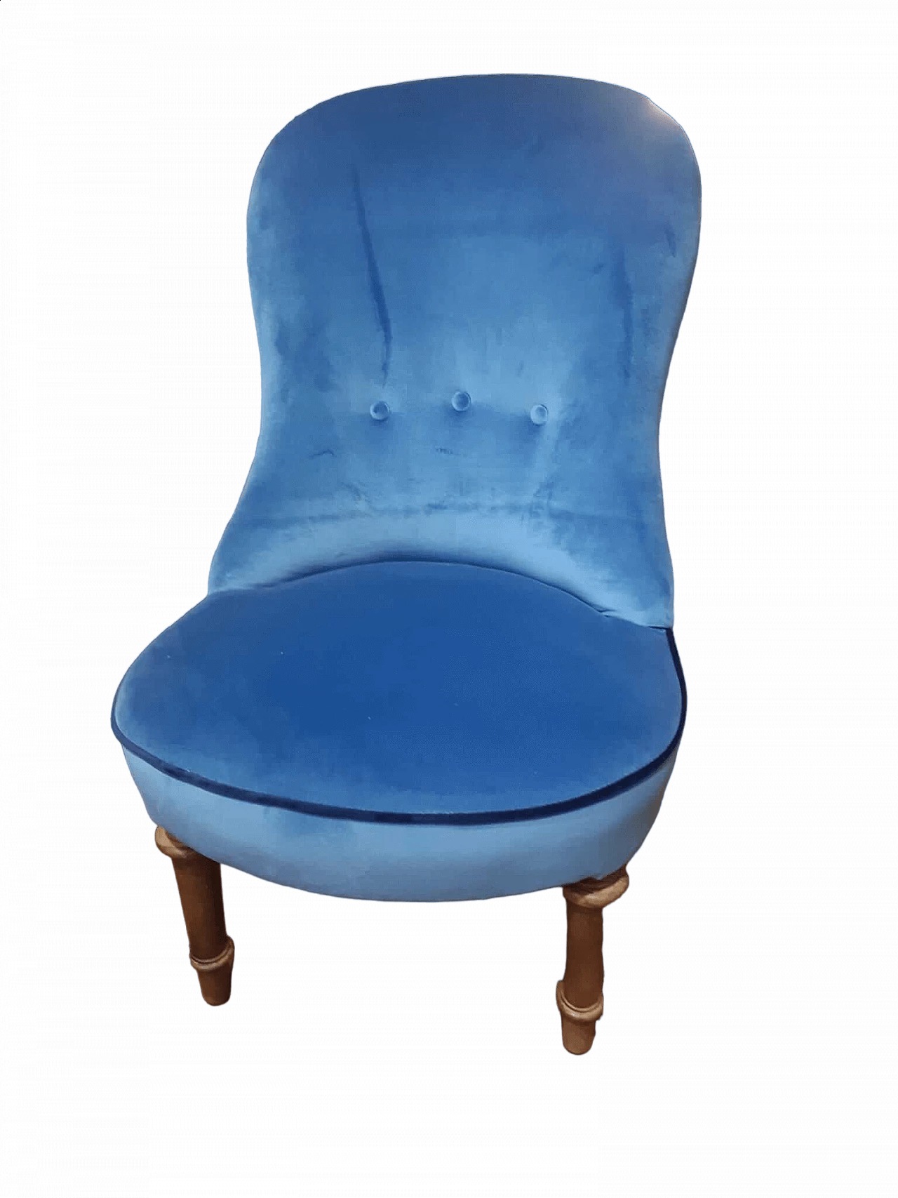 Blue velvet chamber armchair, early 20th century 5
