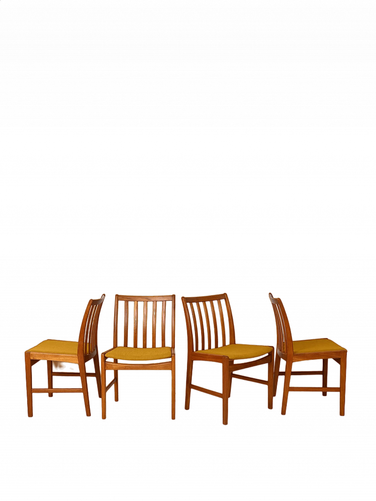 4 Scandinavian teak chairs with upholstered seat, 1960s 13