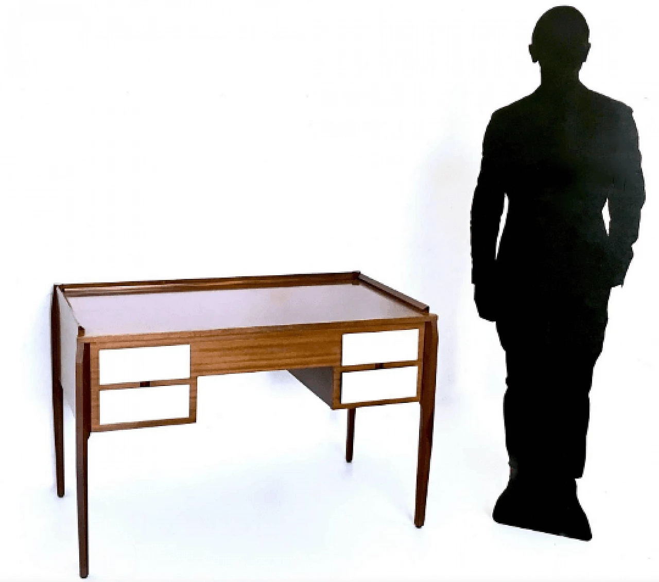 Pair of ebonized beech and formica desks in the style of Gio Ponti, 1960s 4