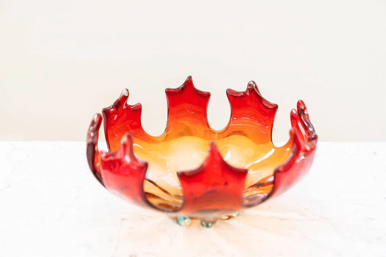 Red coloured glass centrepiece, 1950s 1