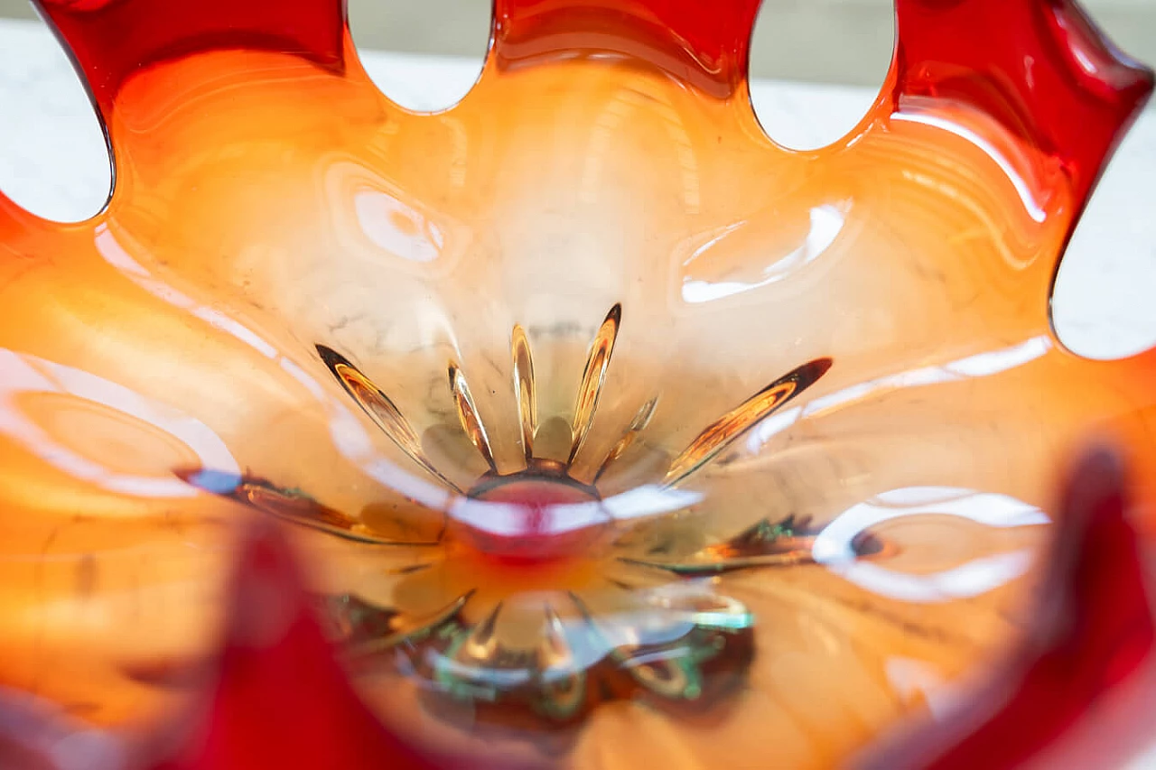 Red coloured glass centrepiece, 1950s 4