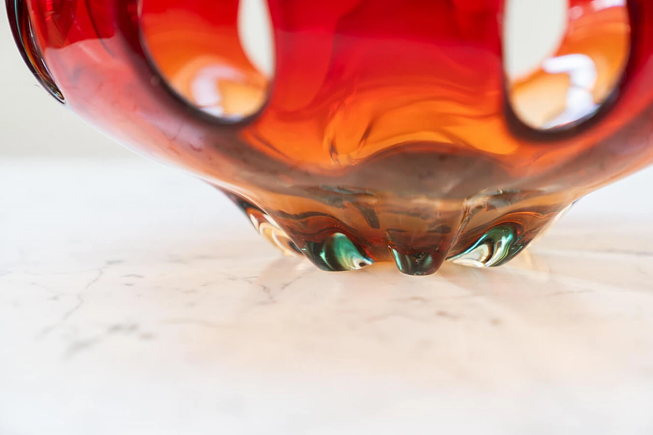 Red coloured glass centrepiece, 1950s 6