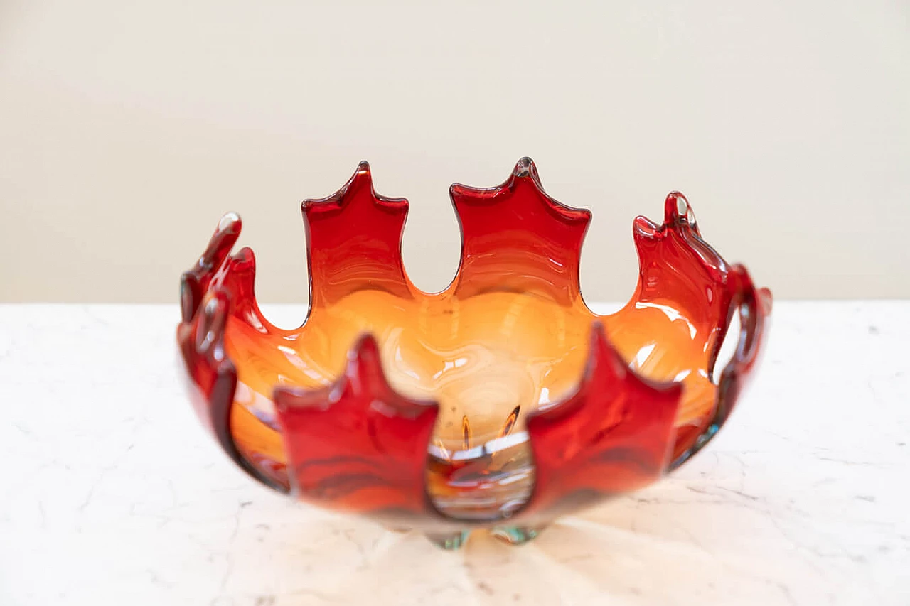 Red coloured glass centrepiece, 1950s 7
