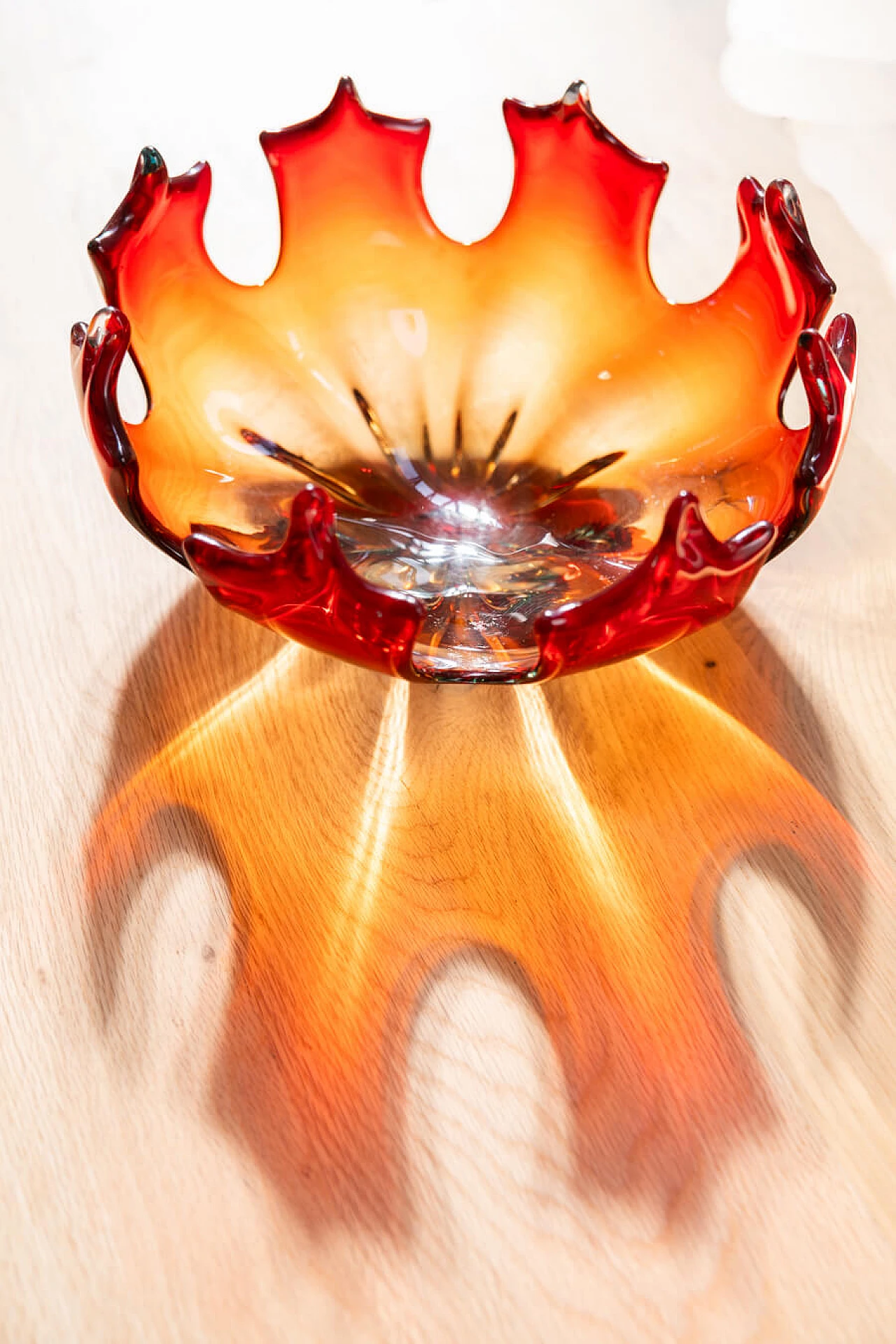 Red coloured glass centrepiece, 1950s 8
